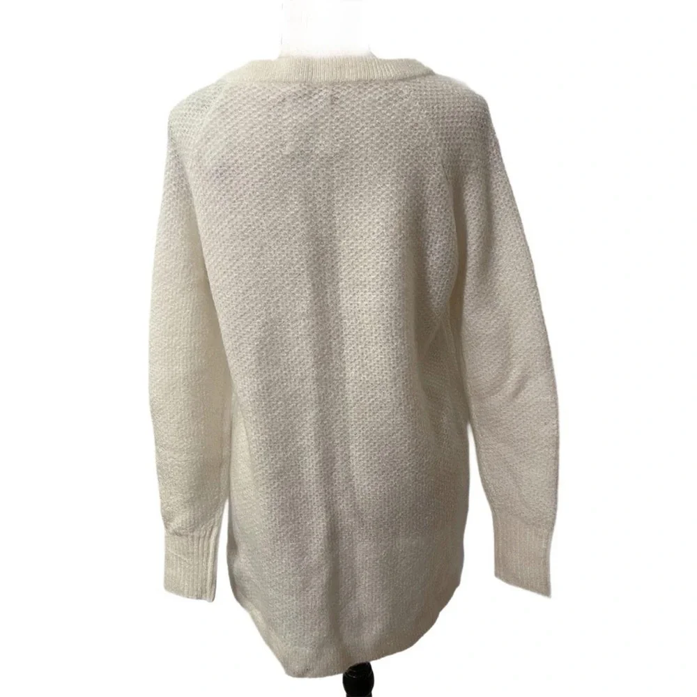 Abercrombie & Fitch Crewneck Knit Sweater | Zip Shoulder Cream NWT